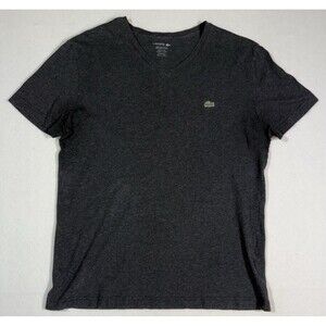 Lacoste Pima Cotton V Neck T Shirt Mens Large Dark Heather Soft Touch Logo